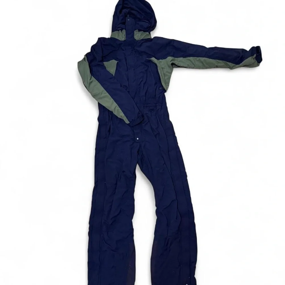 Vintage Montbell Navy and Green Hooded Ski Suit - Picture 1 of 4